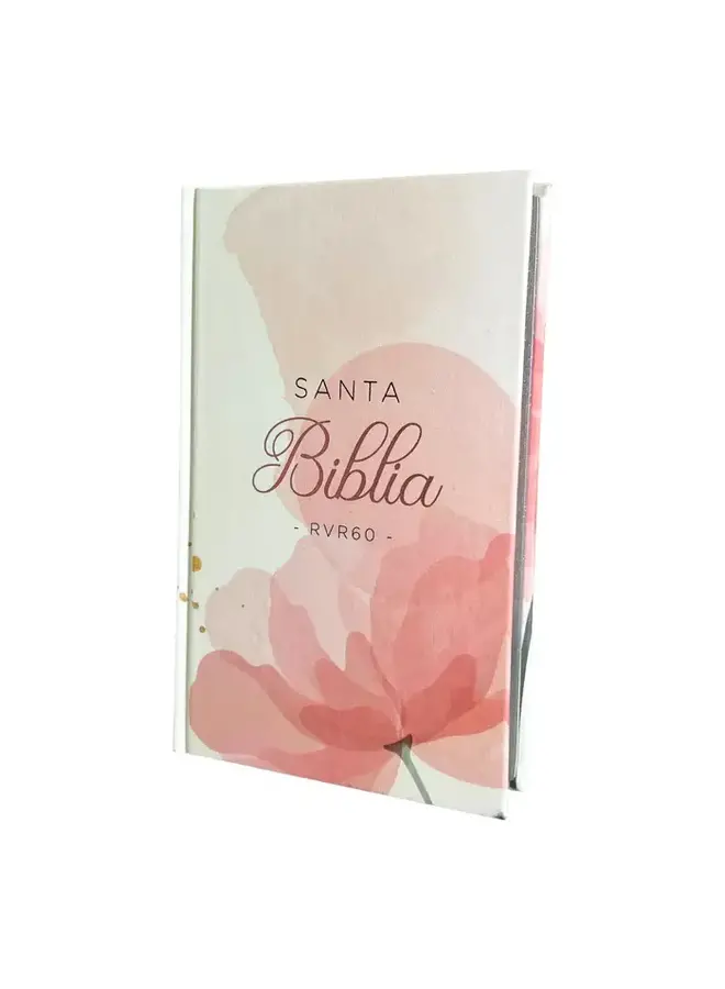 Biblia Reina Valera 1960 tamaño manual Letra Grande 12 puntos. Versículos seguidos. Tela sobre tapa dura. Diseño Flores rosa