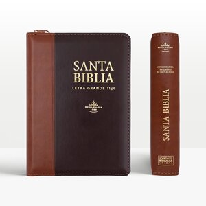 SOCIEDAD BIBLICA BIBLIA RVR1960 MEDIANA LETRA GRANDE 11 PUNTOS BICOLOR CAFE CIERRE INDICADORES