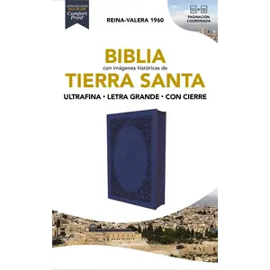 EDITORIAL VIDA Biblia Reina-Valera 1960, Tierra Santa, Ultrafina, Letra grande, Leathersoft, Azul, Con cierre
