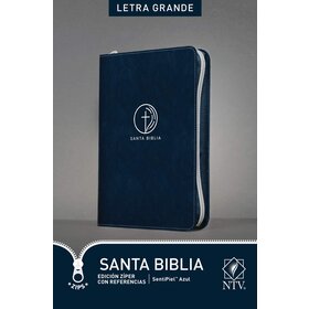 TYNDALE ESPANOL Santa Biblia NTV, Edición zíper con referencias, letra grande, Azul
