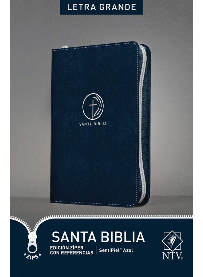 Santa Biblia NTV, Edición zíper con referencias, letra grande, Azul