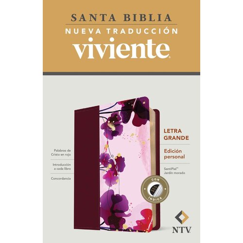 TYNDALE ESPANOL Santa Biblia NTV, Edición personal, letra grande, purpura, con indice