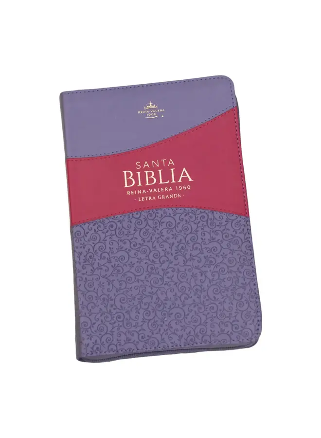 Biblia Reina Valera 1960 tamaño manual letra grande 12 puntos- Imitación Piel lila/morado con cierre y con índice. Colección bitono