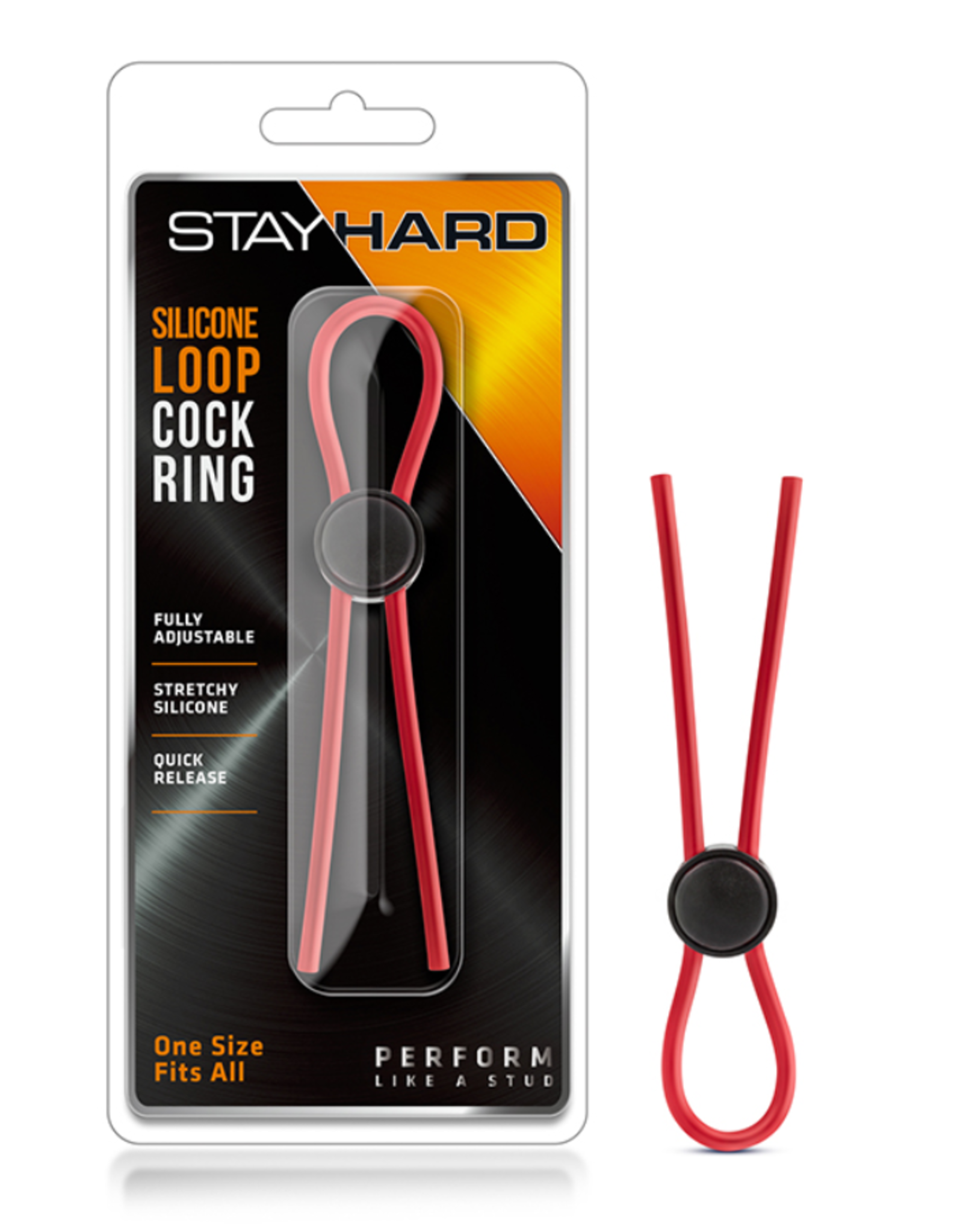 Blush Stay Hard Silicone Loop Cock Ring Red