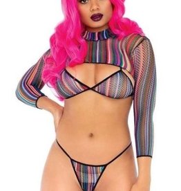 Leg Avenue 3pc Rainbow Fishnet Bikini