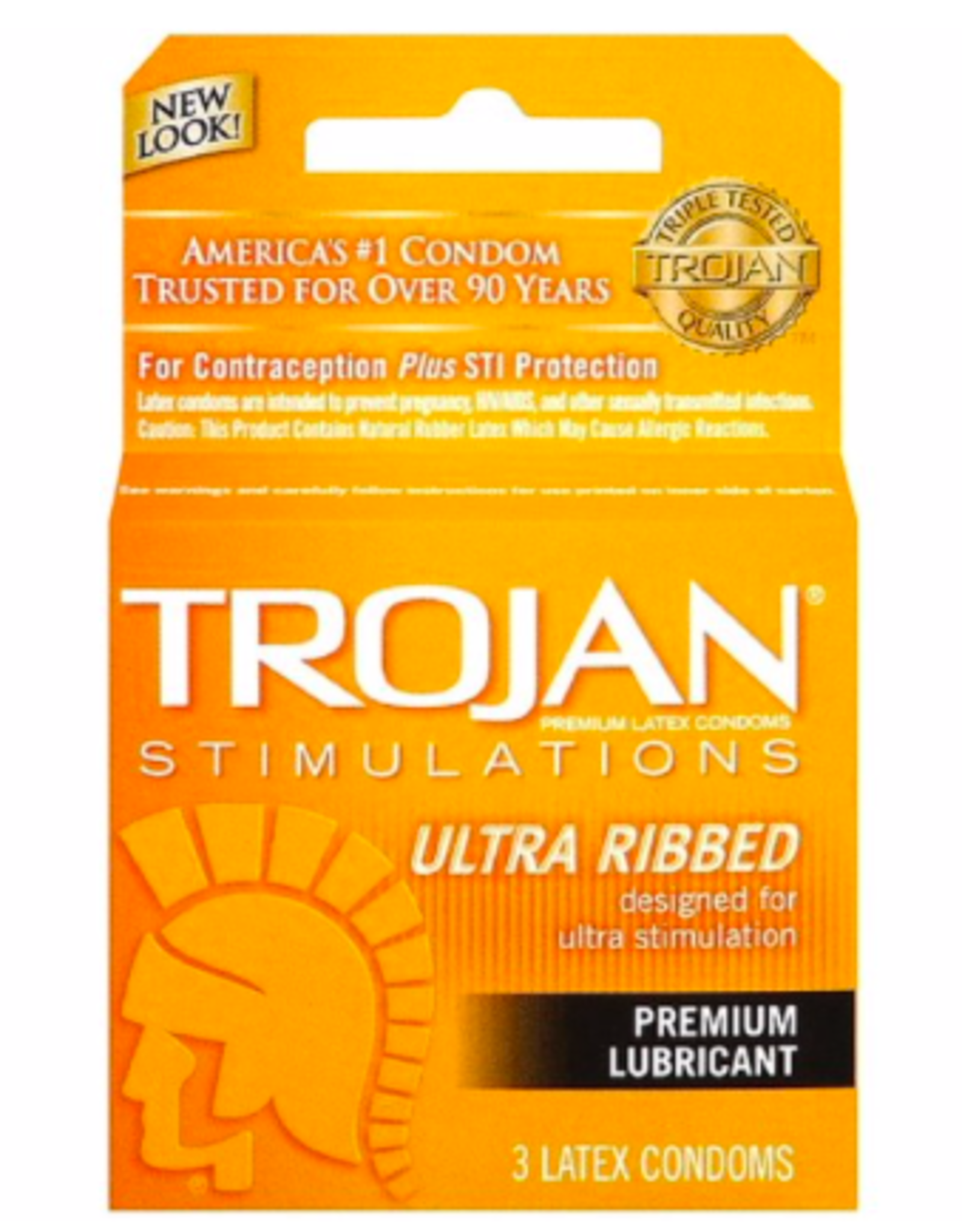 Trojan Ribbed Condoms 3pk