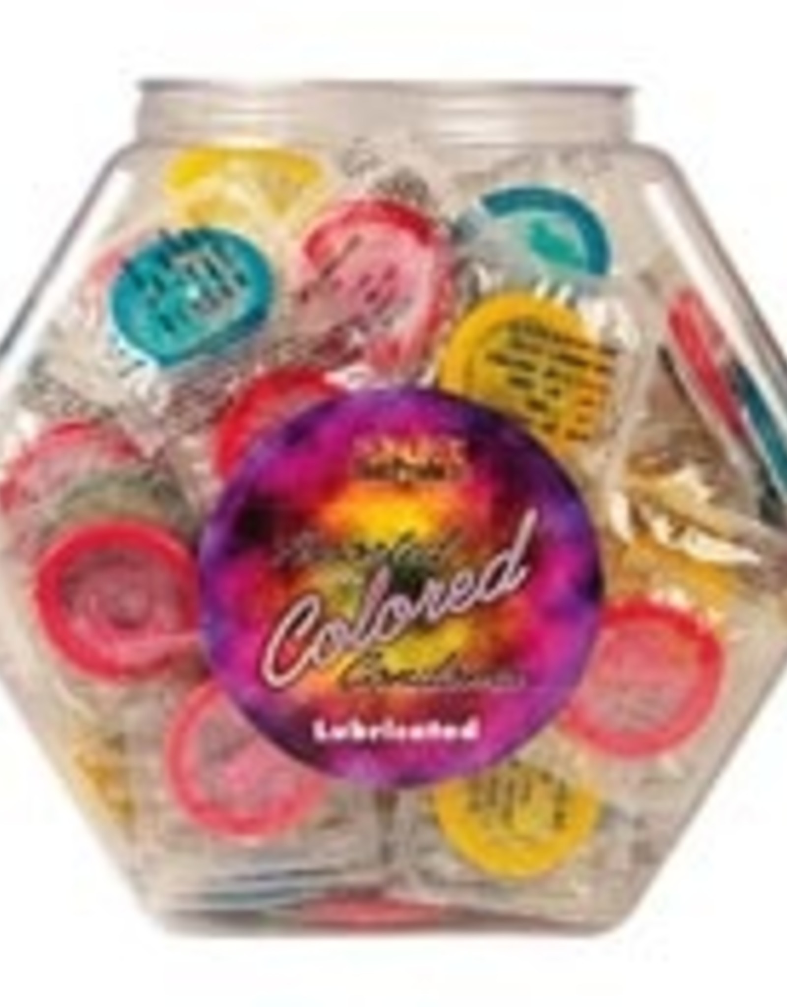 Assorted Colored Condoms From Display Bowl