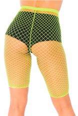 Leg Avenue Yellow Net Biker Shorts One Size Fits Most