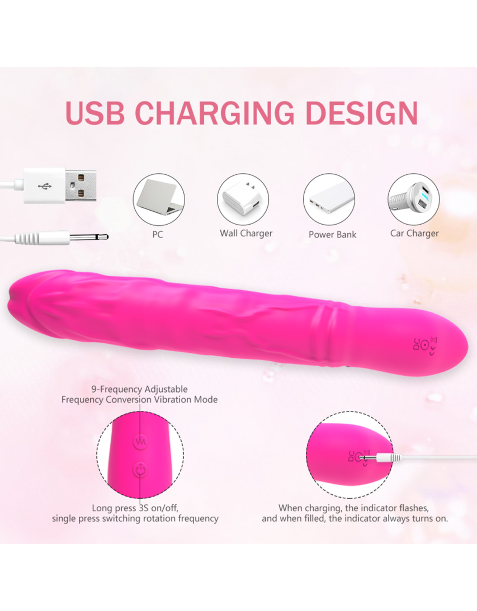 Babylon Babylon Vibrating and Rotating Willy Pink