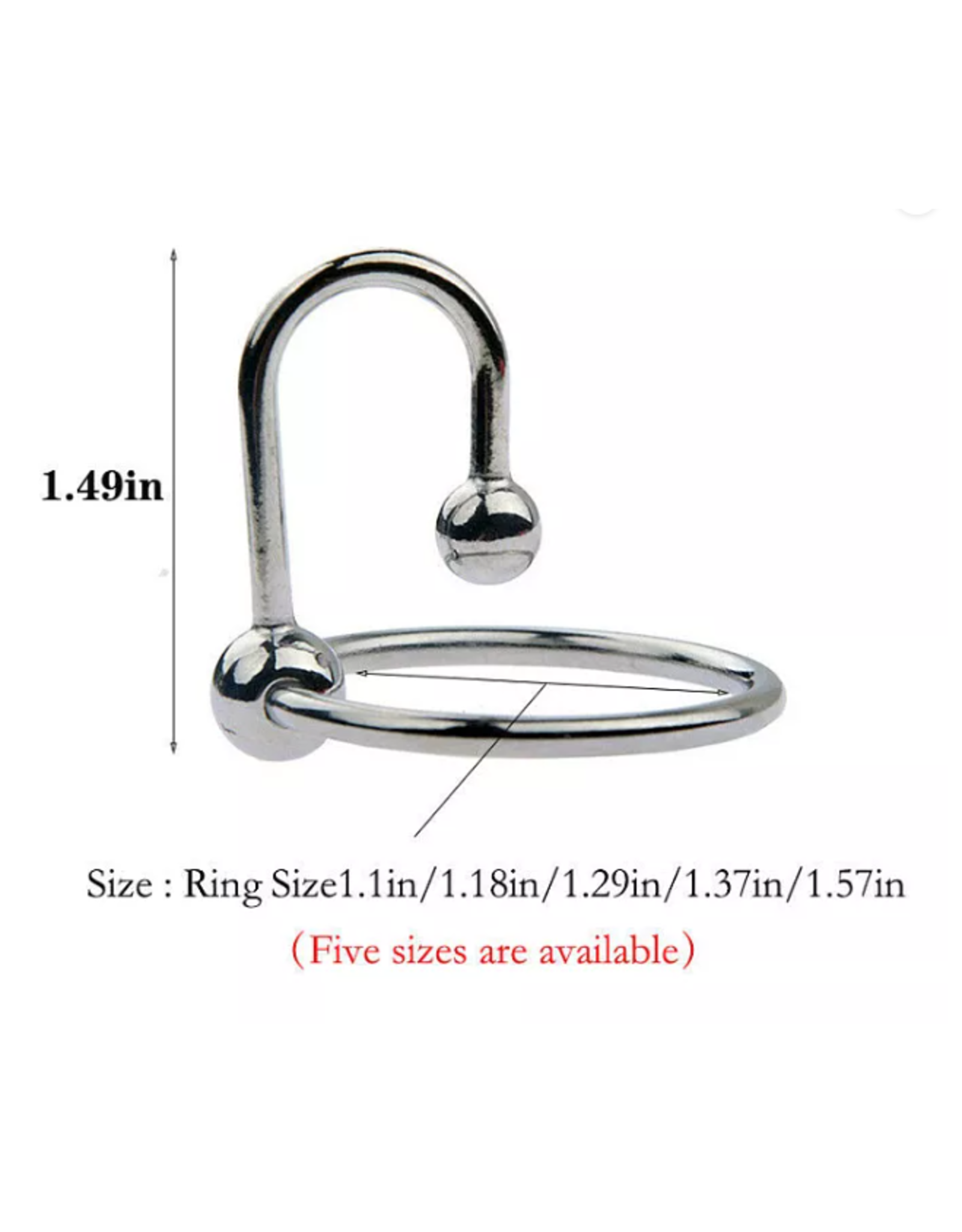 Peachy Novelties Stainless Cock Ring With Urethra Ball