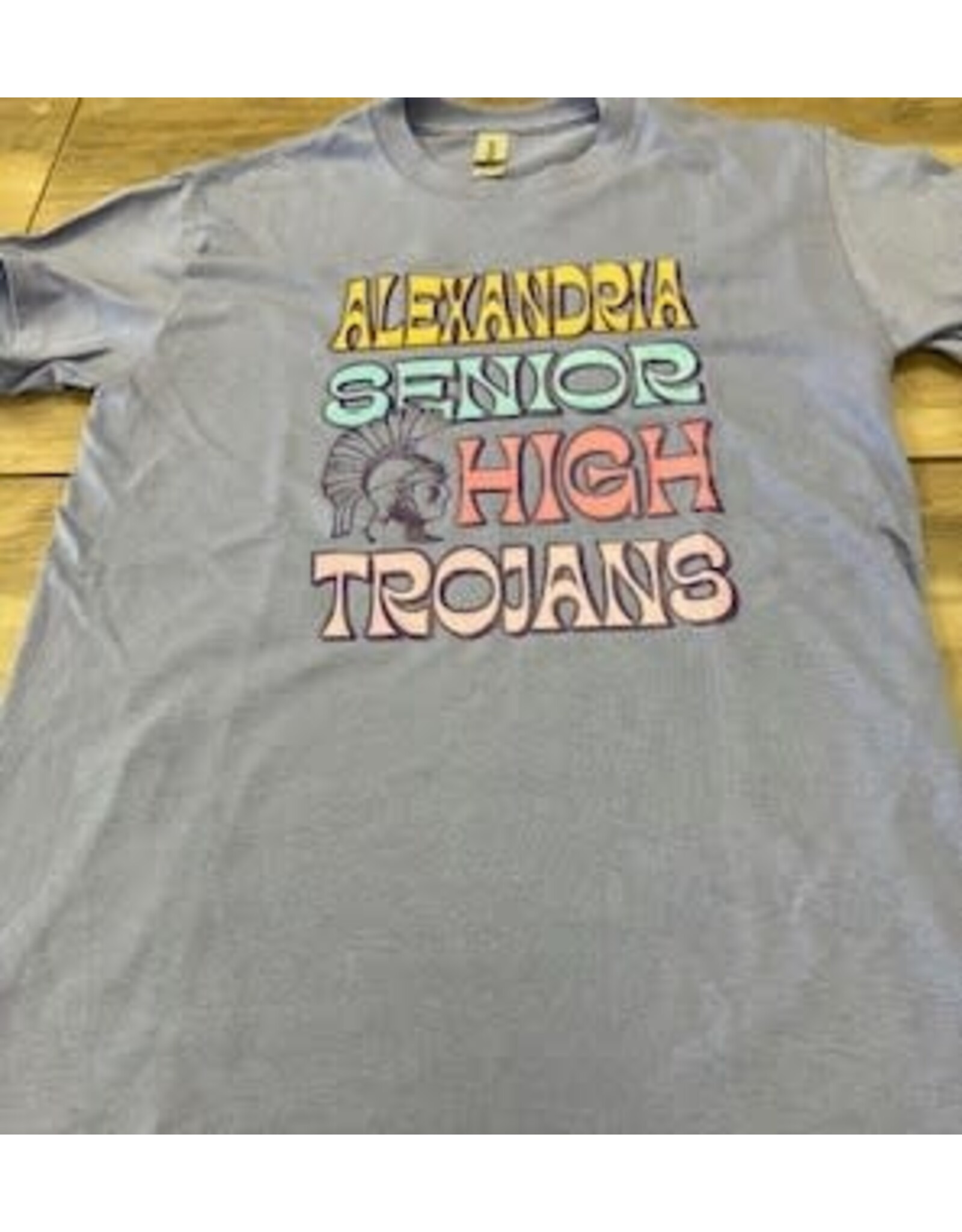 Bright ASH/ violet tee TROJANS