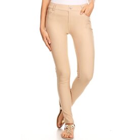 Yelete Womens 5 pocket skinny Jeggings Camel