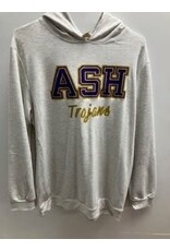 Ash PURPLE/GOLD Trojans natural hoodie w/ pockets