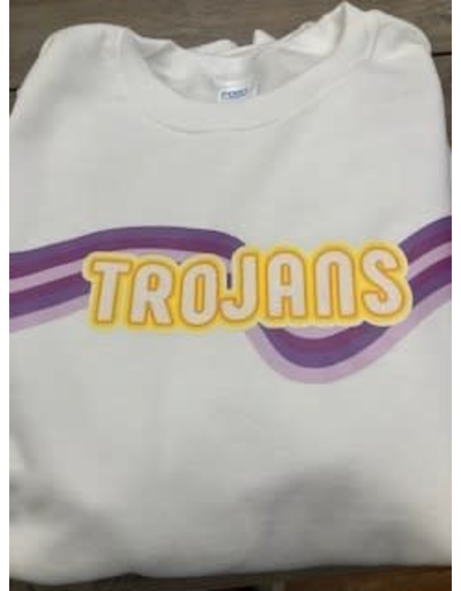 Port & Co trojans wave wht sweatshirt