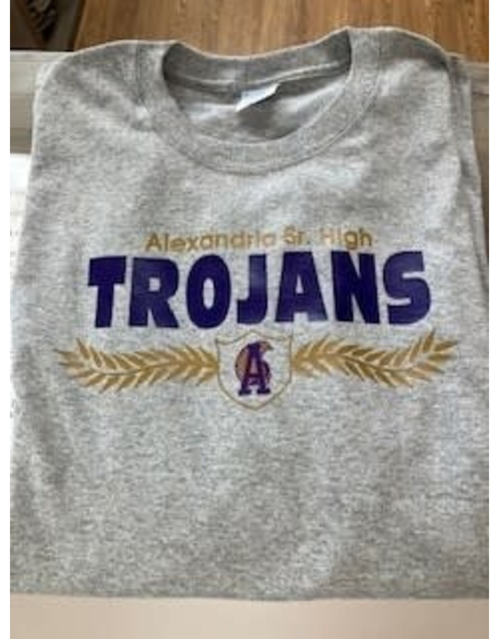 Port & Co TROJANS laurels on grey cotton tee