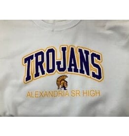 Jerzees Alexandria Sr. High Trojans on White Sweatshirt