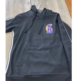 TROJAN LEFT CHEST Blk/Wht stripe hoodie