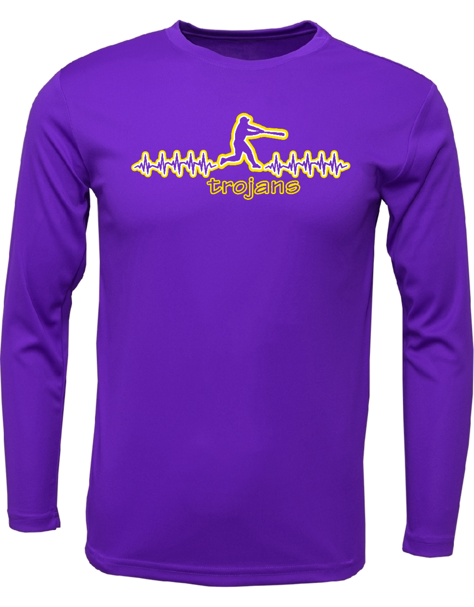 trojans batter m/w l/s tee purple