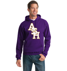 ASH  on Purple hoodie with logo on hood