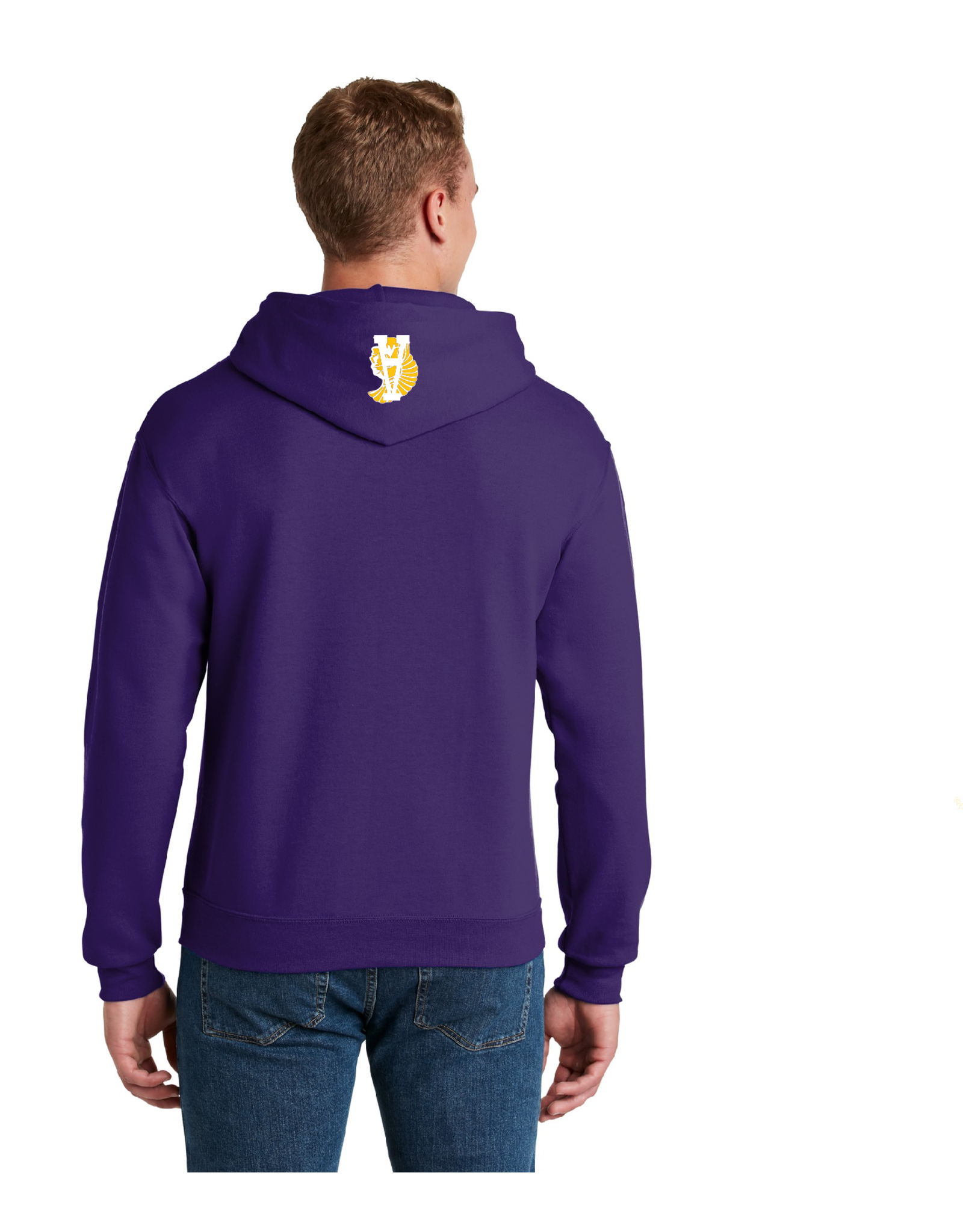 ASH  on Purple hoodie with logo on hood