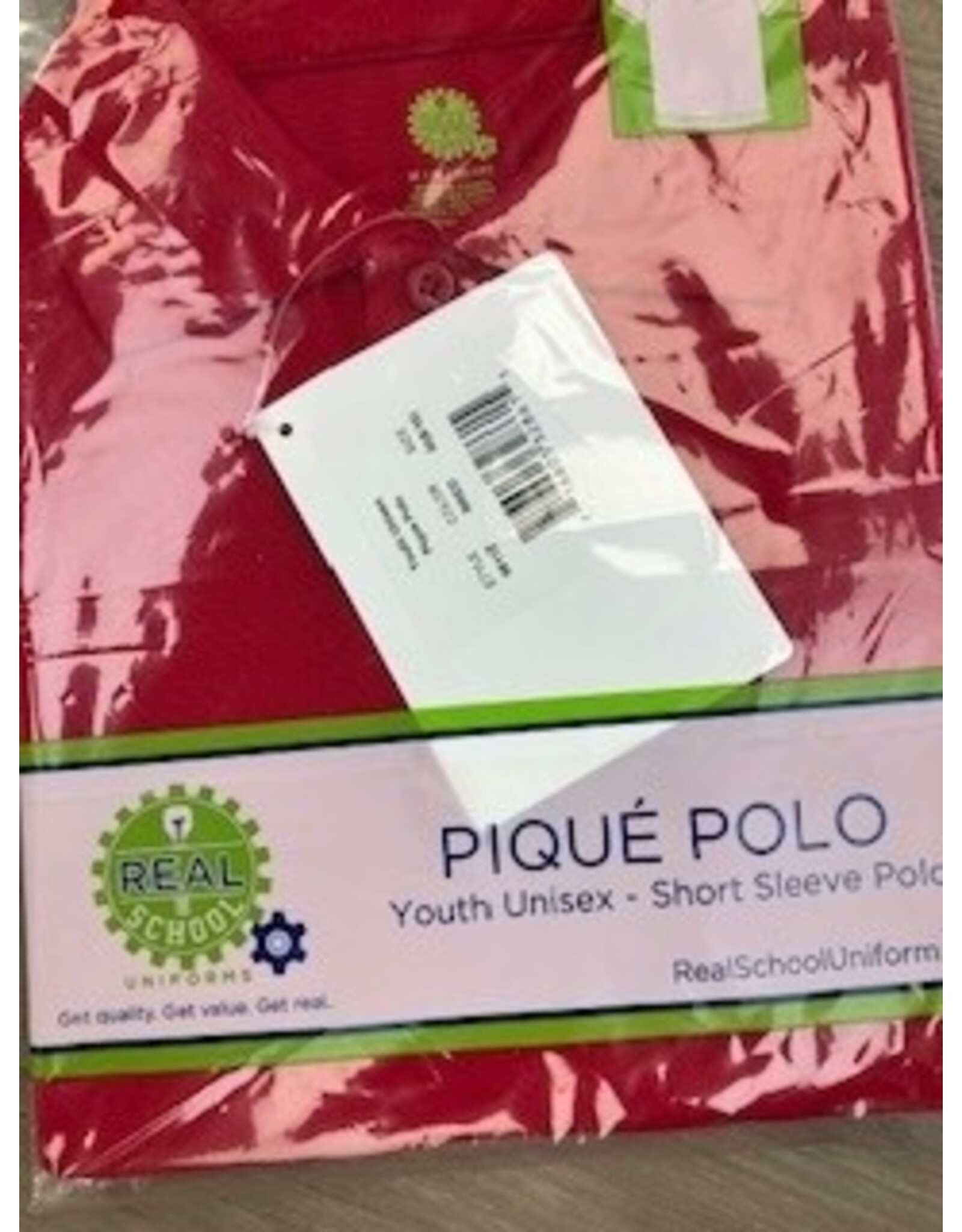 Real School Pique Polo --additional cost $6 if school patch required on red