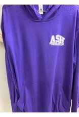 ASH TROJANS LEFT CHEST on PURPLE TEE W/ HOOD