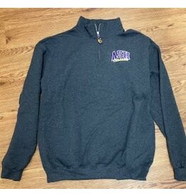 Jerzees ASH TROJANS on Charcoal 1/4 Zip with Zipper Pull