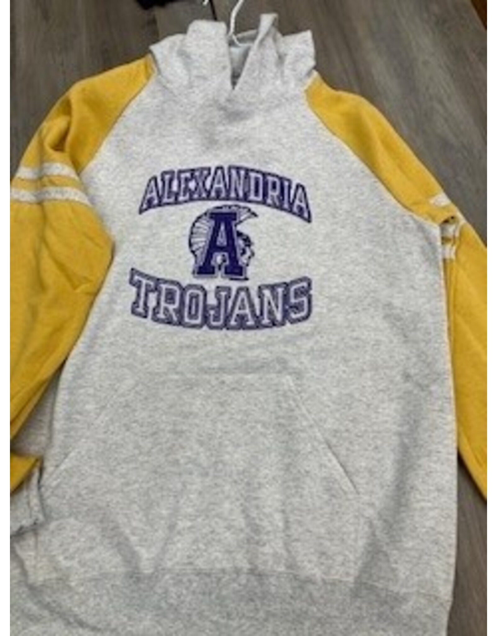YELLOW STRIPE HOODIE/ ALEXANDRIA TROJANS