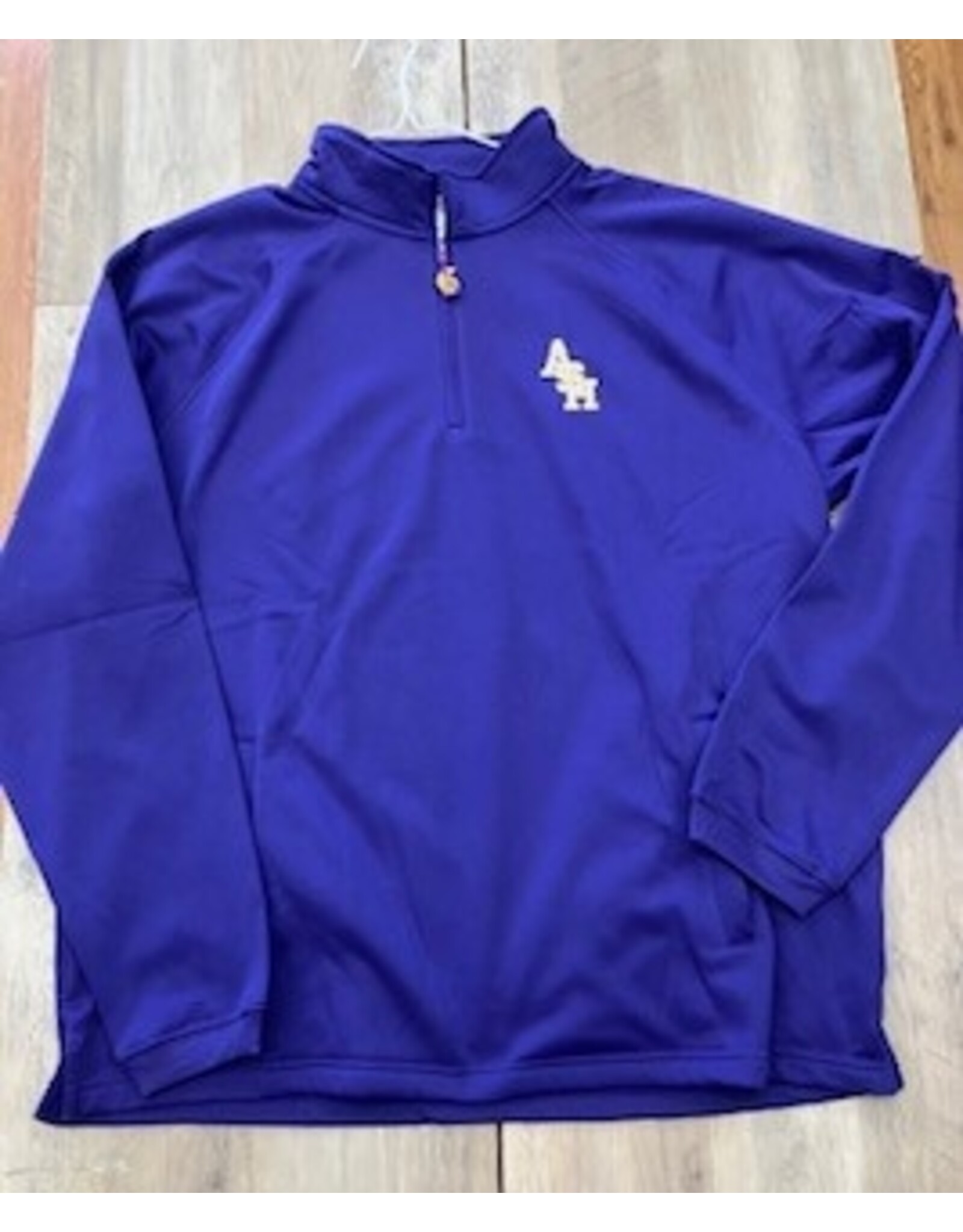 ASH embroidery on Purple 1/4 zip w/ pockets