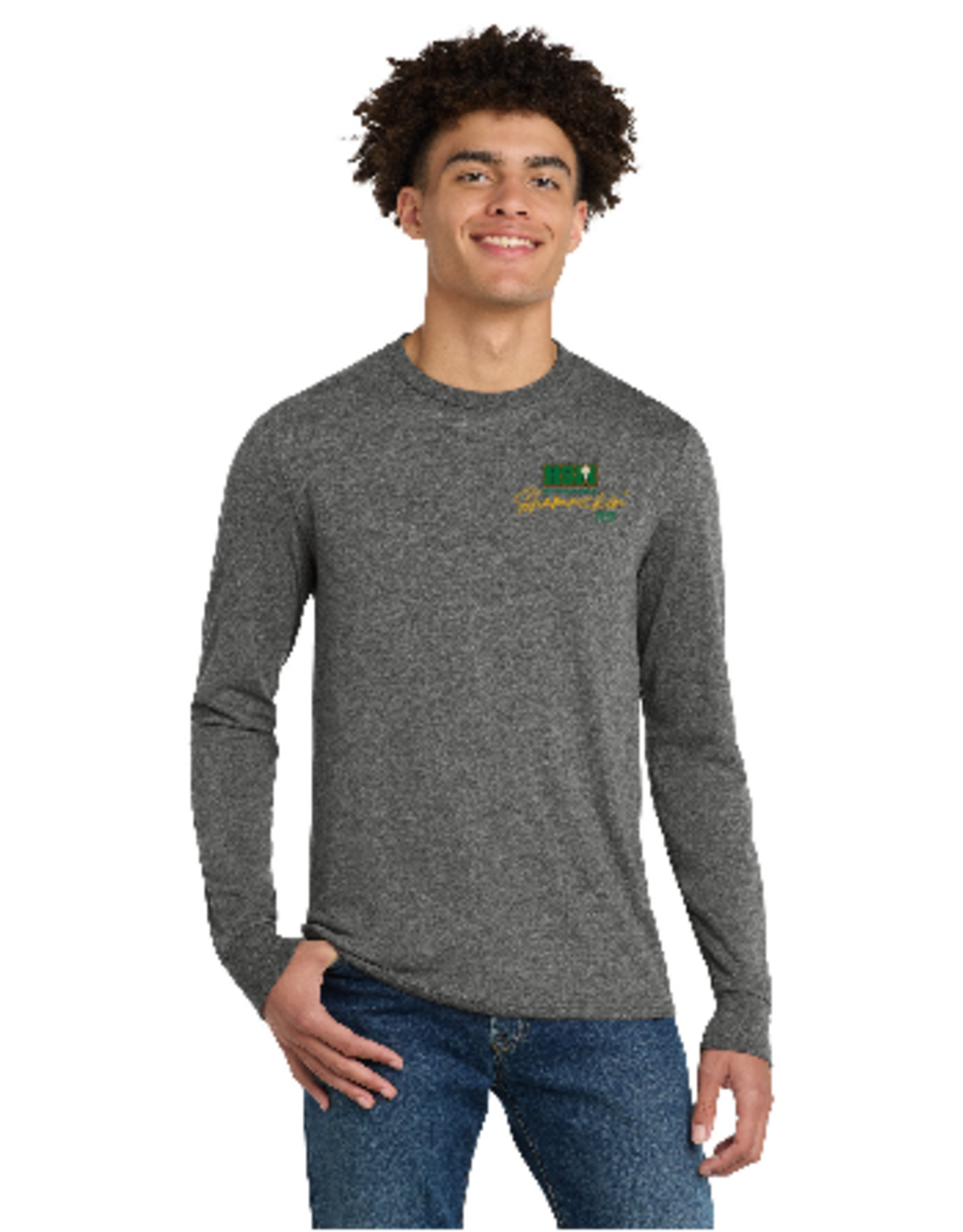 Shamrockin Grey Frost District Brand Tri- Blend L/S Tee