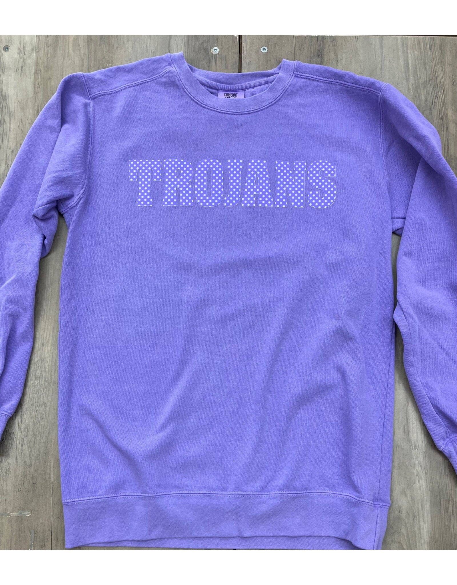 Comfort Colors TROJANS Purple Dot on  violet  Comfort Colors