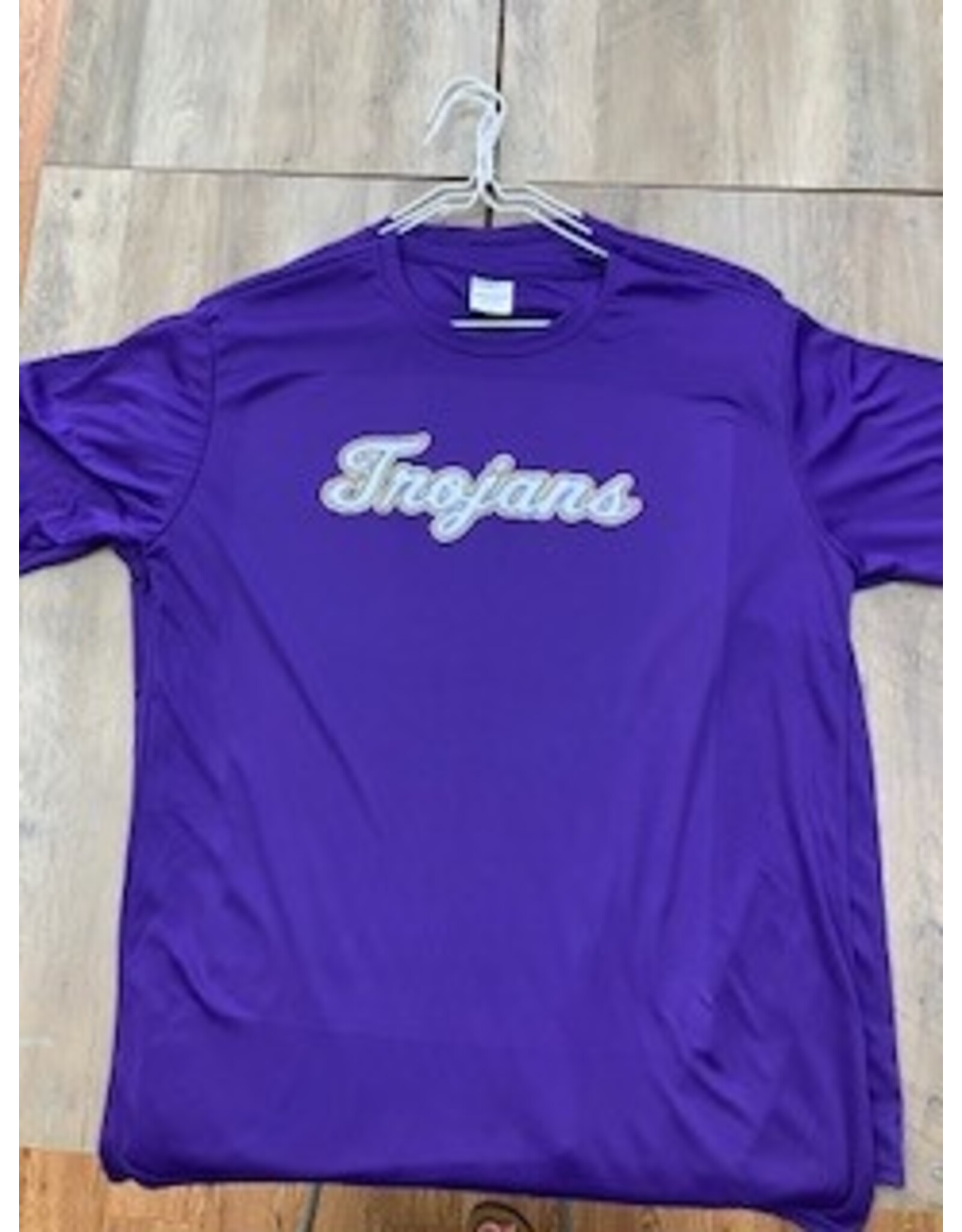 Port & Co Trojans Purple M/W Tee cursive