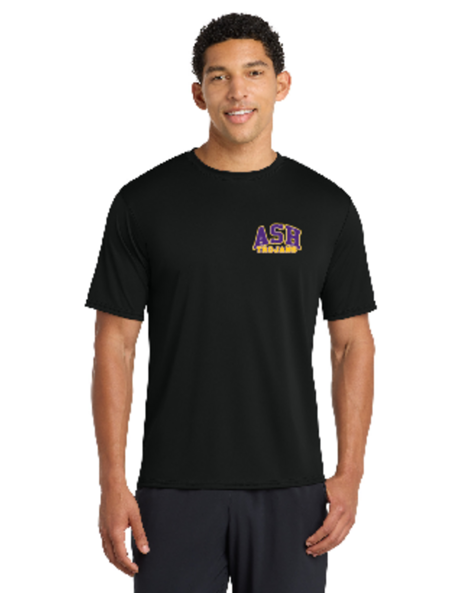 Port & Co ASH TROJANS LEFT CHEST M/W TEE BLACK