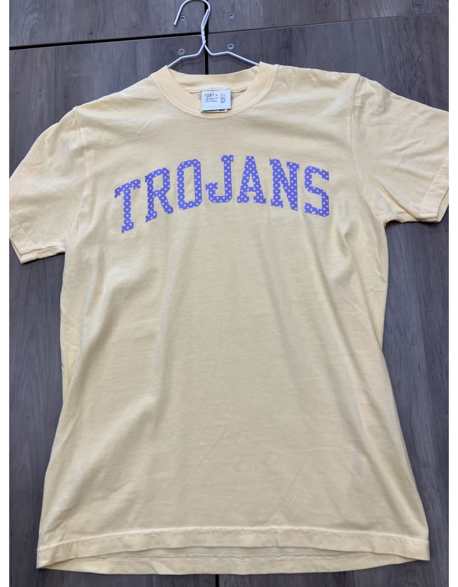 Comfort Colors TROJANS BLOCK lilac dot on yellow
