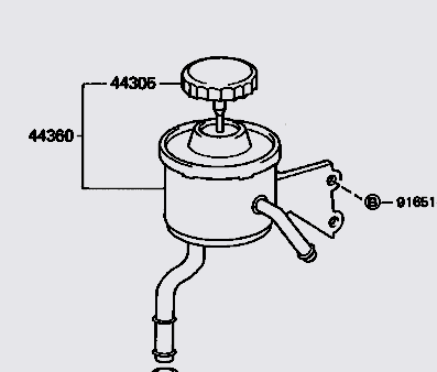 Reservoir, Power Steering - Land Cruiser PZJ70, PZJ77, HZJ70, HZJ73, HZJ77, HDJ81 - w/1PZ, 1HZ & 1HDT engines (remote mount) - 44360-60101