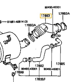 Intake Air Hose, air cleaner to turbo - Land Cruiser Prado LJ71, LJ78 w/2LTE Toyota - Japan - 17881-54470