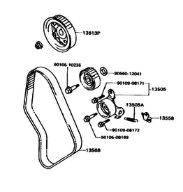 Spacer, Timing Belt Idler Bolt (goes with part: 90105-10235) - Toyota 2LT-II, 2LTE, 3L, 5L - 90560-12041