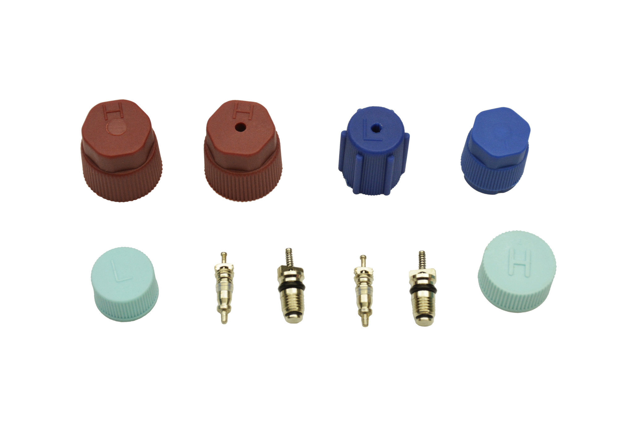 AC System Valve Core  & Cap Kit - valve & cap kit for Japanese AC systems R12 & R134a (JRA)