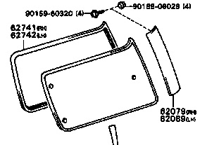 Glass, Rear Quarter - LH curved HZJ77, LJ78, KZJ78 62720-60560