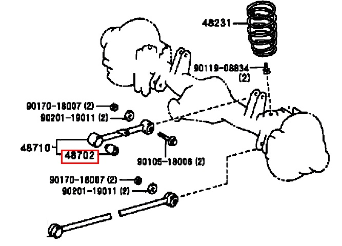 Bushing Sub Assy, Rear Upper Control Arm - Land Cruiser 80 Series - 48702-60031