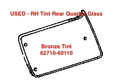 USED Rear Quarter Glass - RH curved HZJ77, LJ78, KZJ78 - Bronze Tint - 62710-60110