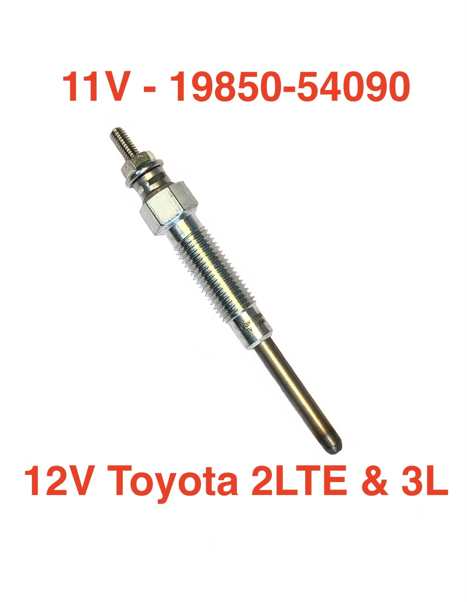 Glow Plug 11V (12V system) - Toyota Land Cruiser Prado LJ71, LJ78, Hilux LN Surf w/2LTE, 3L - 19850-54090