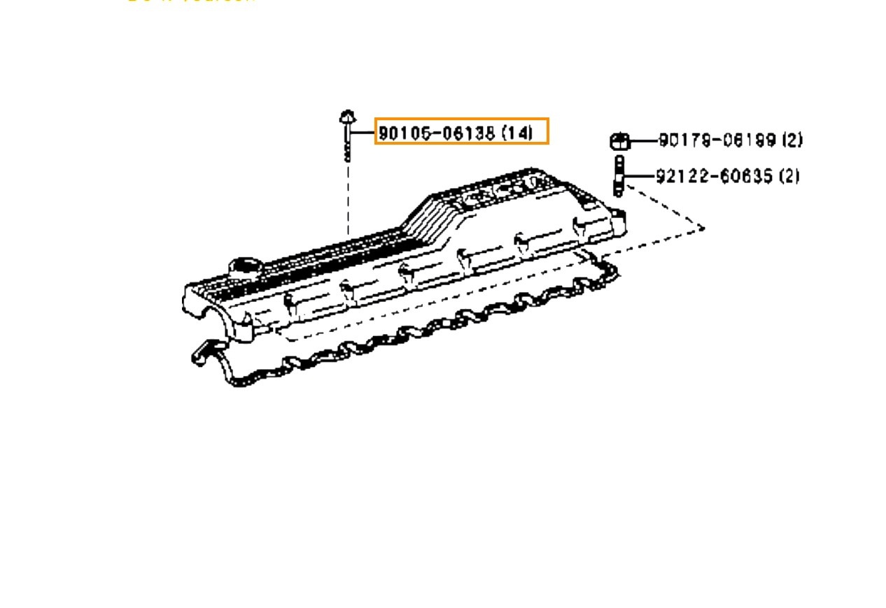 Bolt, Washer Based - Valve Cover 1PZ, 1HZ & 1HDT - 90105-06138