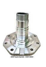 Knuckle Spindle - Land Cruiser 80 Series, HD 70 Series (w/coil front end) w/bush & needle bearing (Japan) - 43401-60080, 43401-60081