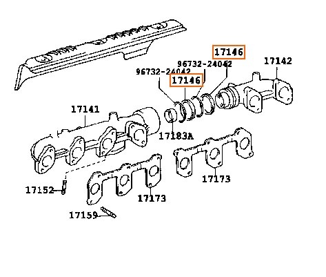 Ring, Exhaust Manifold - Toyota 1PZ, 1HZ, 1HDT engines (2 req.) - 17151-17010