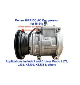 AC Compressor (R134a) - Land Cruiser Prado LJ71, LJ78,  KZJ71,  KZJ78 & related models  w/pulley & clutch (12V) - 88320-60500