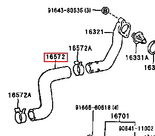 Radiator Hose, Lower - Toyota Hilux Surf KZN130 1KZTE - 16572-67050