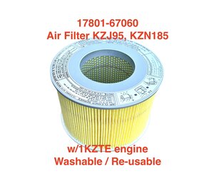 Air Filter KZJ95, KZN185 with 1KZTE engine - Washable - 17801