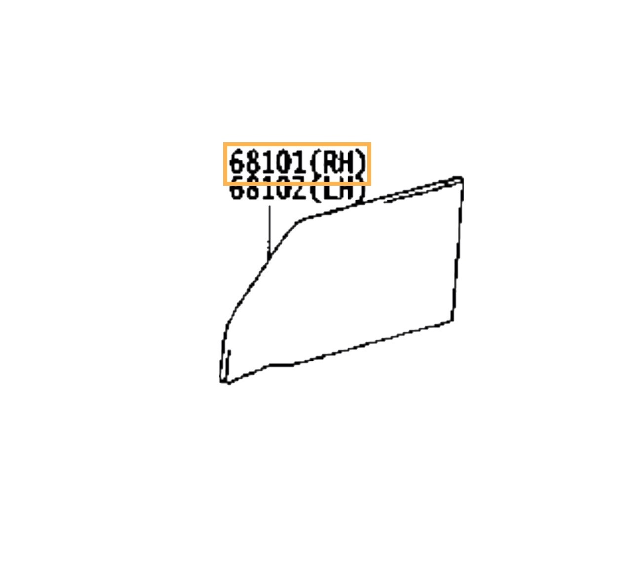 Door Glass, RH Front w/o Vent (blue tint) - Land Cruiser 70 Series Hardtop - 68111-60170