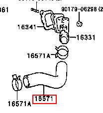 Radiator Hose, Upper - Hilux Surf KZN130 -1KZTE - 16571-67050